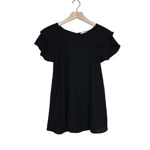 Ces Lemme Womens M Black Flutter Sleeve Blouse